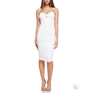 Nookie Fortune Ruched Midi Dress in White .Size XS
